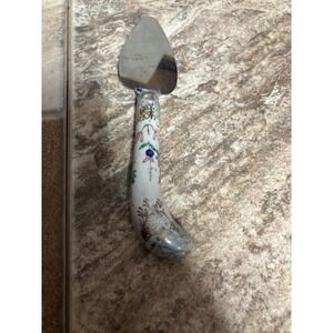 Vintage Sheffield England Stainless Steel Cheese Knife Porcelain Floral Handle